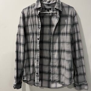 Express Men's Casual Gray Plaid Shirt